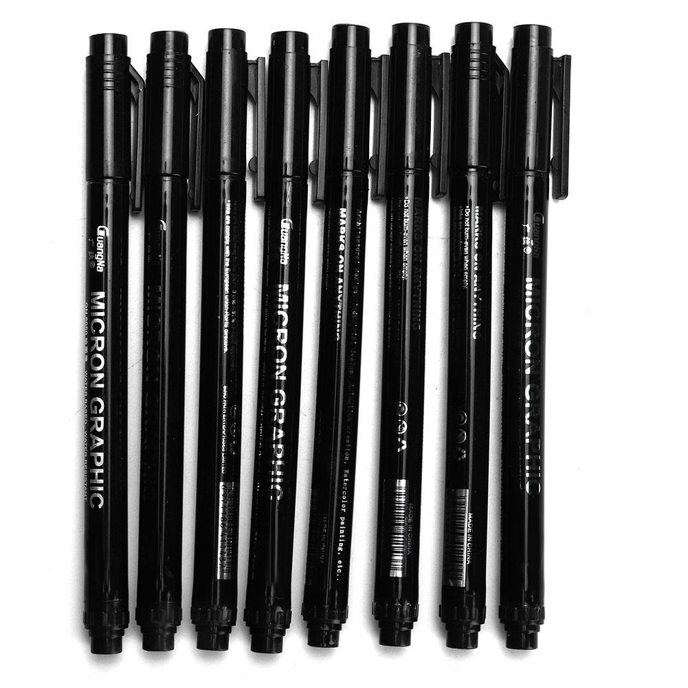 Lyumo Micron Liner Pens Black Fineliner Calligraphy Pen 8pcs Archival Ink Waterproof Drawing Pen for Sketching Manga Technical Drawing Scrapbook